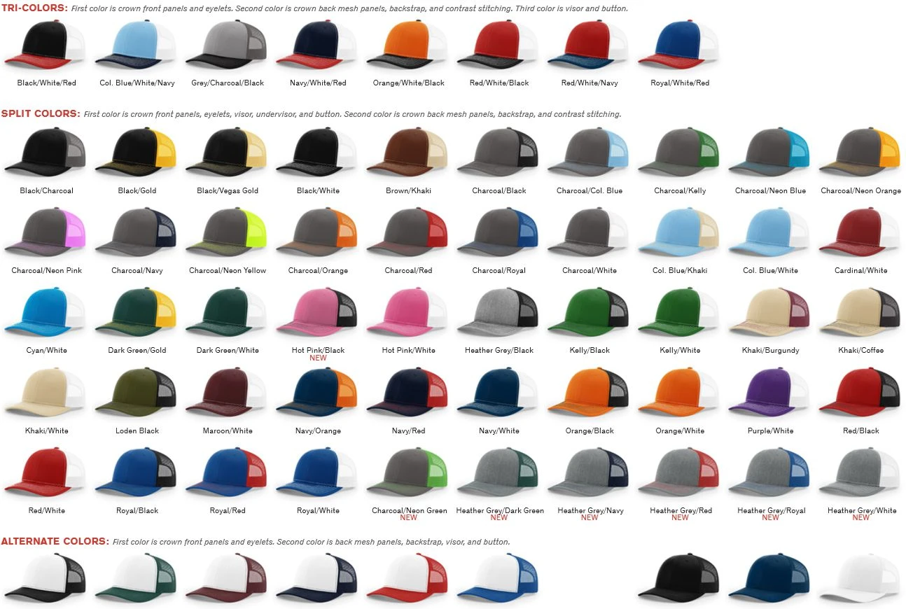Richardson 112 Twill Mesh Snapback Trucker Caps (EMBROIDERED With Your Logo)