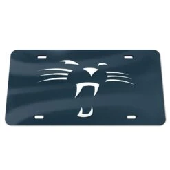 WinCraft Carolina Panthers Whiskers Black Acrylic Classic License Plate