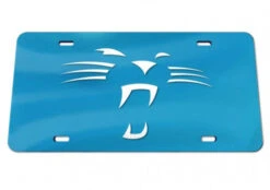 WinCraft CAROLINA PANTHERS WHISKERS BLUE BACKGROUND ACRYLIC CLASSIC LICENSE PLATES