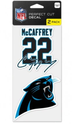 WinCraft Carolina Panthers Perfect Cut Decal Set Of Two 4"X 4" Christian McCaffrey