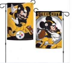 WinCraft Pittsburgh Steelers Mickey Mouse 2 Sided Garden Flag 12.5" X 18"